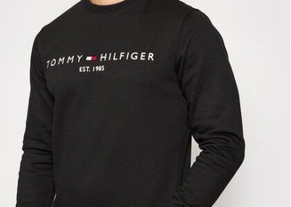 Tommy Hilfiger Bluza Logo MW0MW11596 Czarny Regular Fit