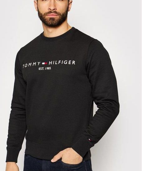 Tommy Hilfiger Bluza Logo MW0MW11596 Czarny Regular Fit