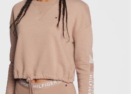 Tommy Hilfiger Bluza Track UW0UW03586 Brązowy Relaxed Fit