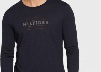 Tommy Hilfiger Longsleeve Linear Flag MW0MW25670 Granatowy Slim Fit