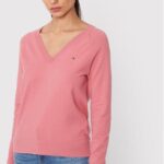 Tommy Hilfiger Sweter V-Neck WW0WW29875 Różowy Regular Fit