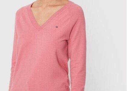 Tommy Hilfiger Sweter V-Neck WW0WW29875 Różowy Regular Fit