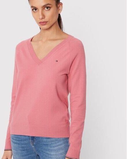 Tommy Hilfiger Sweter V-Neck WW0WW29875 Różowy Regular Fit