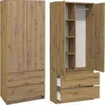 Topeshop Szafa Garderoba Malwa 90X50X180 Cm Dąb Artisan