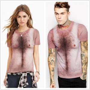 Unisex Moda Body Hair Pattern 3D Print Camiseta Tops Cuello redondo Casual Hip Hop Street Wear Día de San Valentín Gift Lover Gift T Shirt