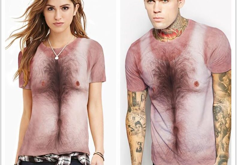 Unisex Moda Body Hair Pattern 3D Print Camiseta Tops Cuello redondo Casual Hip Hop Street Wear Día de San Valentín Gift Lover Gift T Shirt
