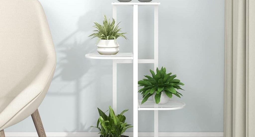 Vidaxl 4-Poziomowy Stojak Na Kwiaty 43X22X76cm Biały Metalowy