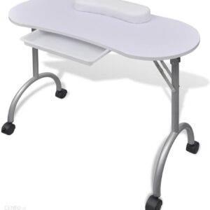VidaXL Składany stolik do manicure Biały z kółeczkami