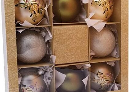 Vitbis Szklane Bombki Bożonarodzeniowe Złote Zielone Srebrne 8 Cm Częściowe. Ręcznie Zdobione Malowane B07Xkfkpjp