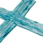 Waga Szklany krzyż na ścianę turkusowy ze szkła warstwowego