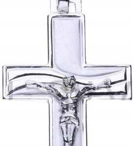 Wisiorek Srebrny Krzyż Grawer Komunia Jezus