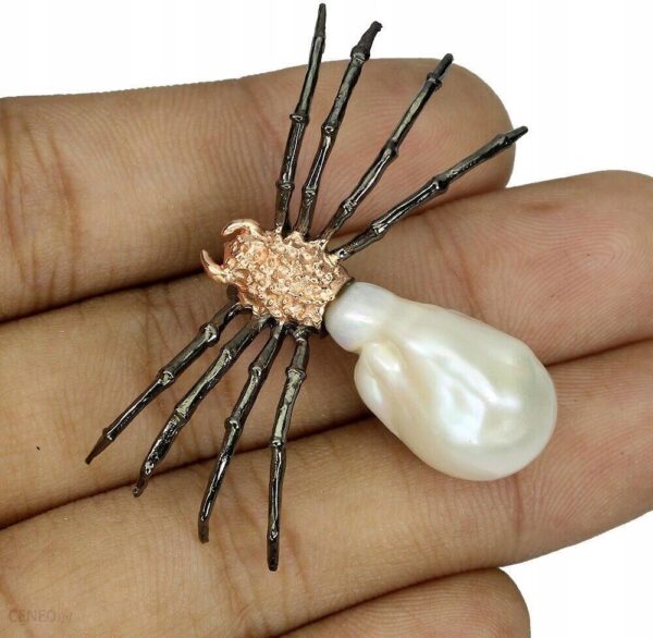 Wisiorek srebrny pająk naturalna perła barokowa