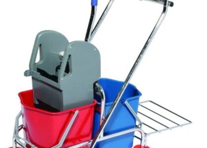 Wózek Dwuwiaderkowy 2X17L Z Wyciskarką Uniwersalną Koszykiem I Stelażem Na Worek Śmieci