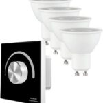 Żarówki LED ściemnialne 6.5W GU10 230V + panel S1-K(B) - 1 strefowy - czarny zestaw