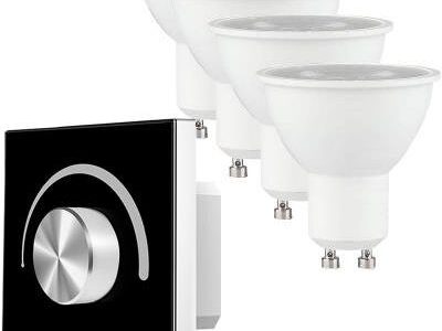 Żarówki LED ściemnialne 6.5W GU10 230V + panel S1-K(B) - 1 strefowy - czarny zestaw