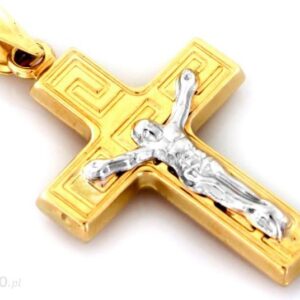 Złoty krzyż 585 Krzyżyk z Jezusem na Chrzest 1