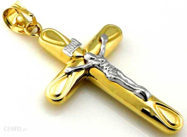 Złoty krzyż 585 Krzyżyk z Jezusem na Chrzest 3