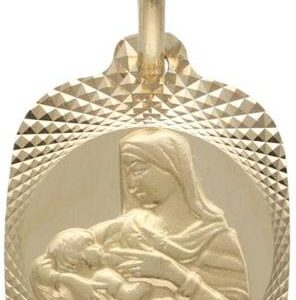 Złoty medalik 585 Matka Boska karmiąca Komunia Chrzest 1