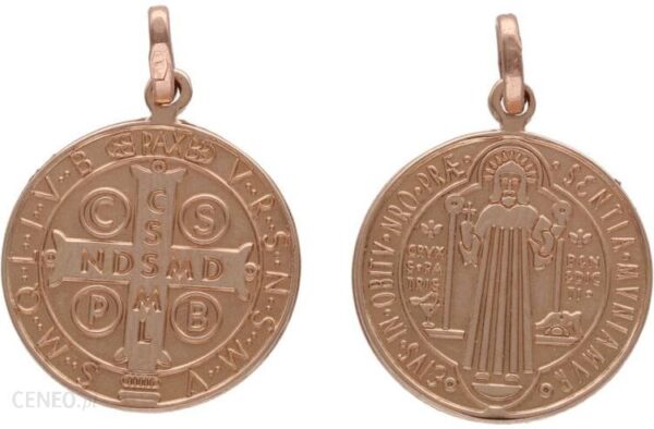 Złoty medalik 585 św. Benedykt Chrzest Komunie 2